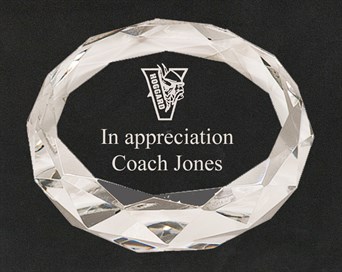 CRY6613 Oval Crystal Disc Paperweight
